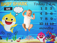 BABY MILESTONE BLANKET - Baby Shark Theme