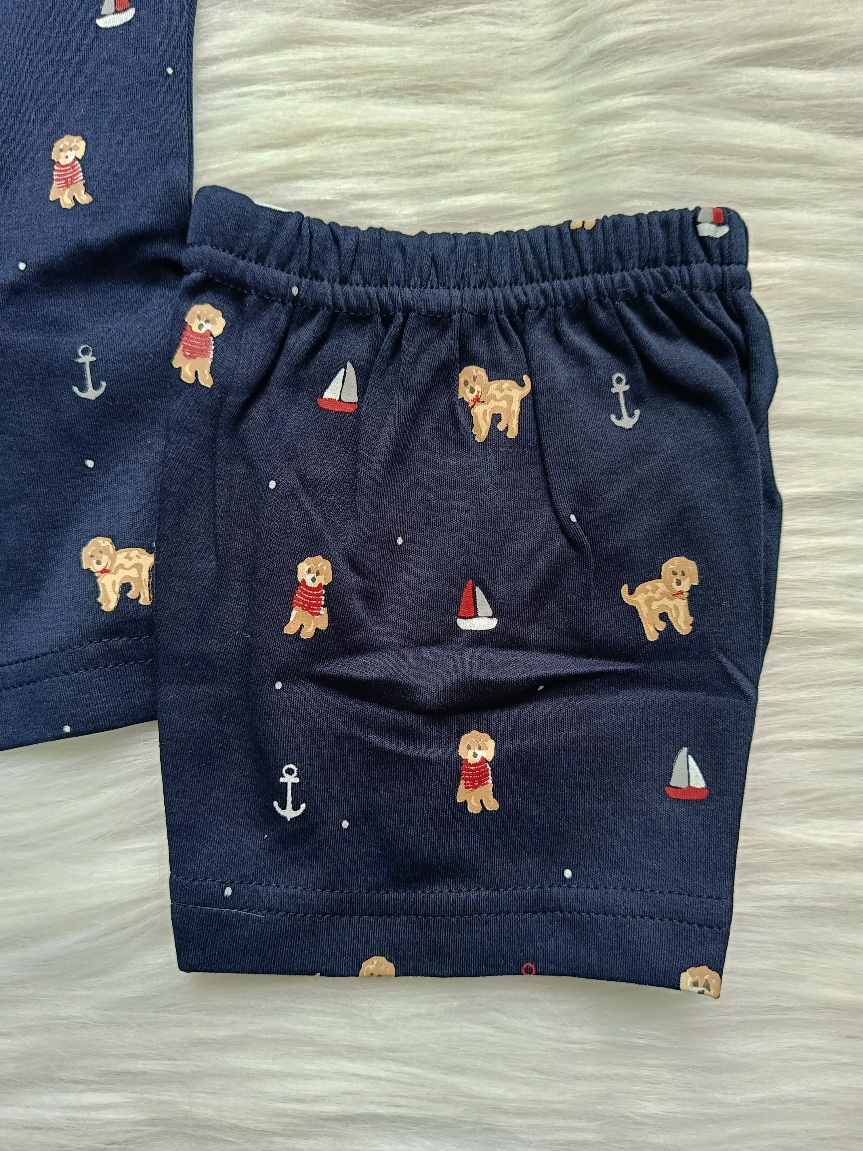 BOYS SHORT SLEEVE  SHIRT & SHORTS SET - Navy Blue