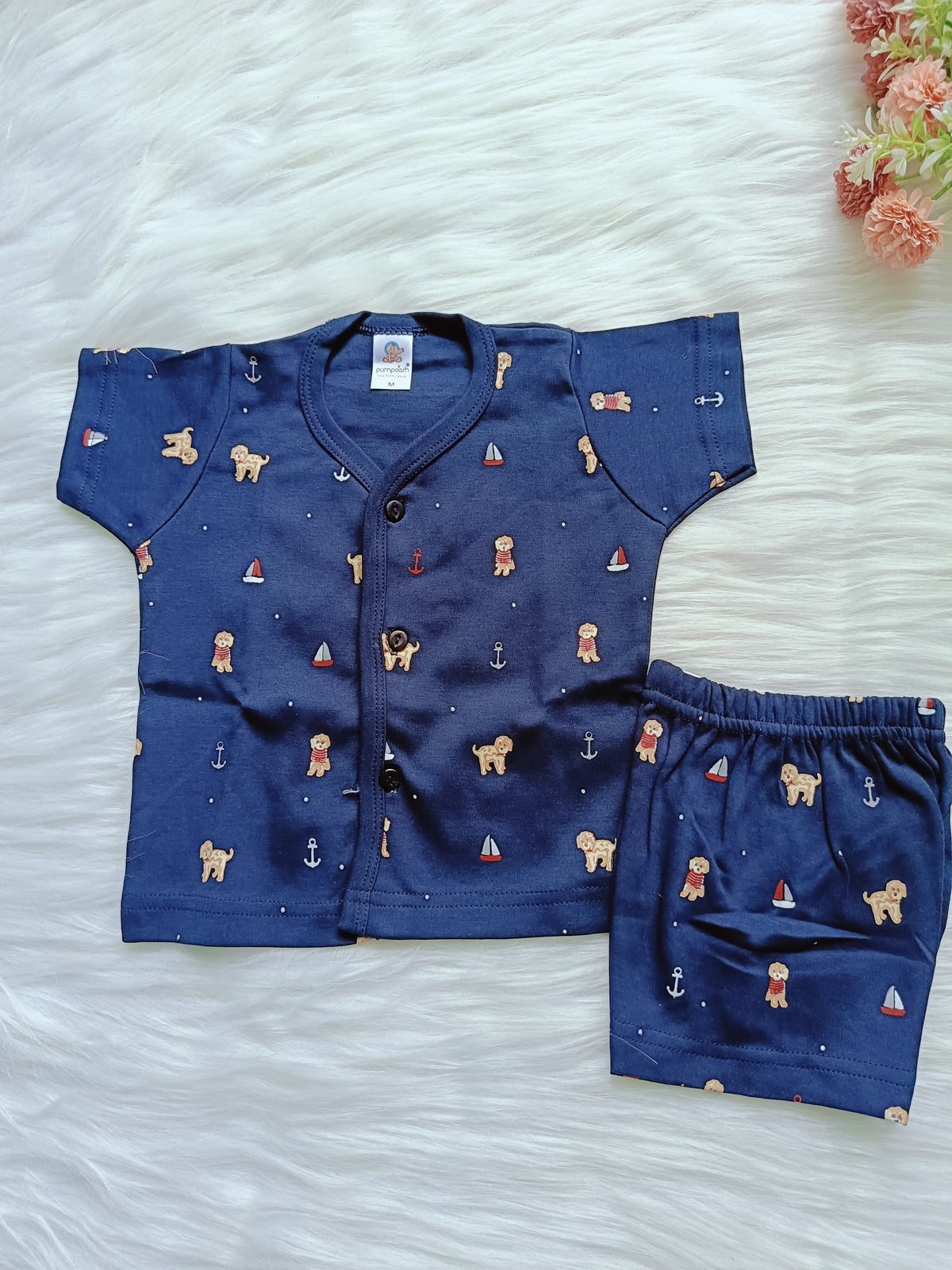 BOYS SHORT SLEEVE  SHIRT & SHORTS SET - Navy Blue