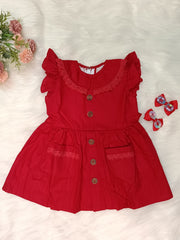 Frock - Ruby Red Collar Style