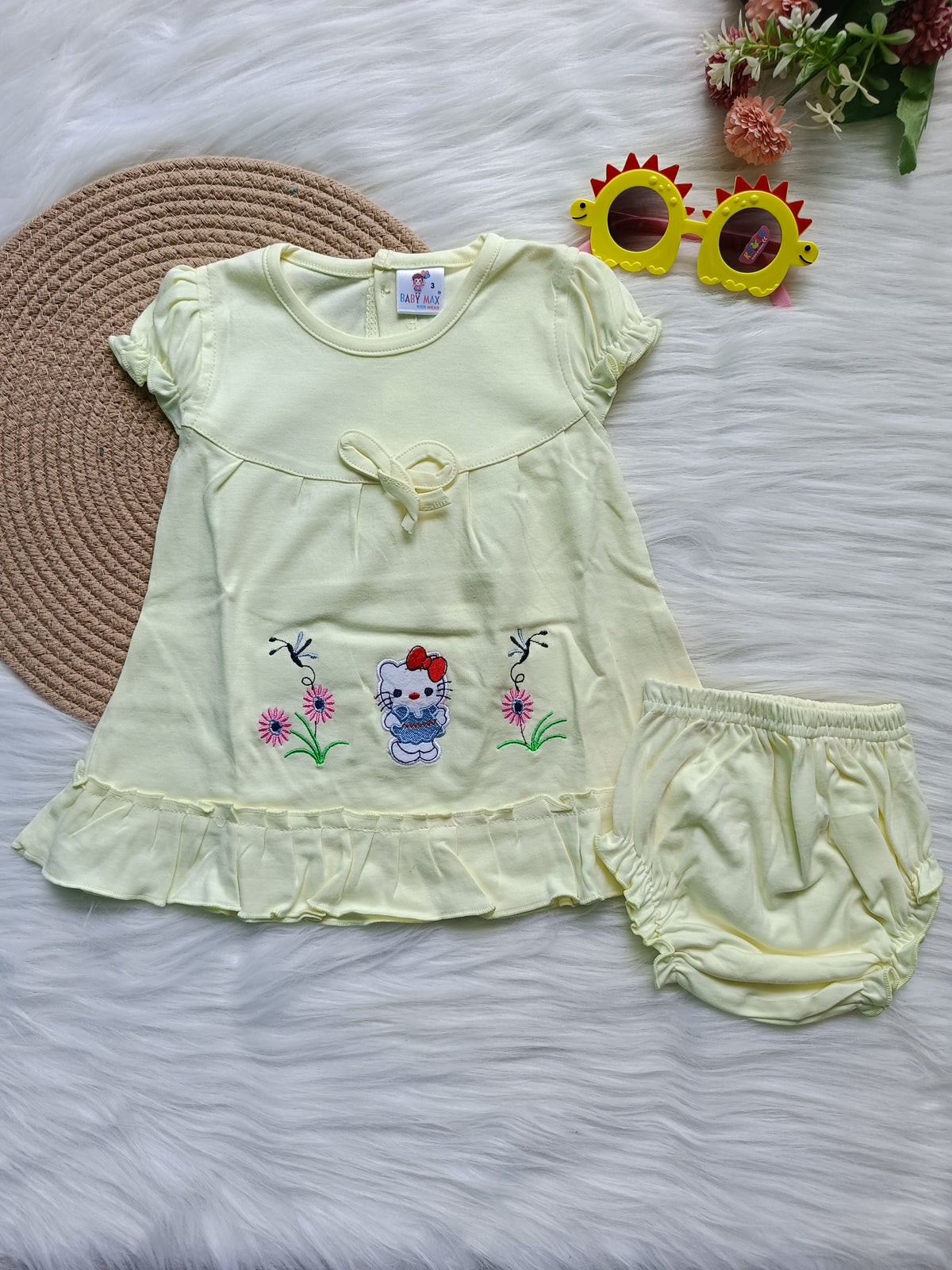 2 Piece Frock set - light yellow