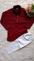 Infant Georgette Sequence Red  Kurta set