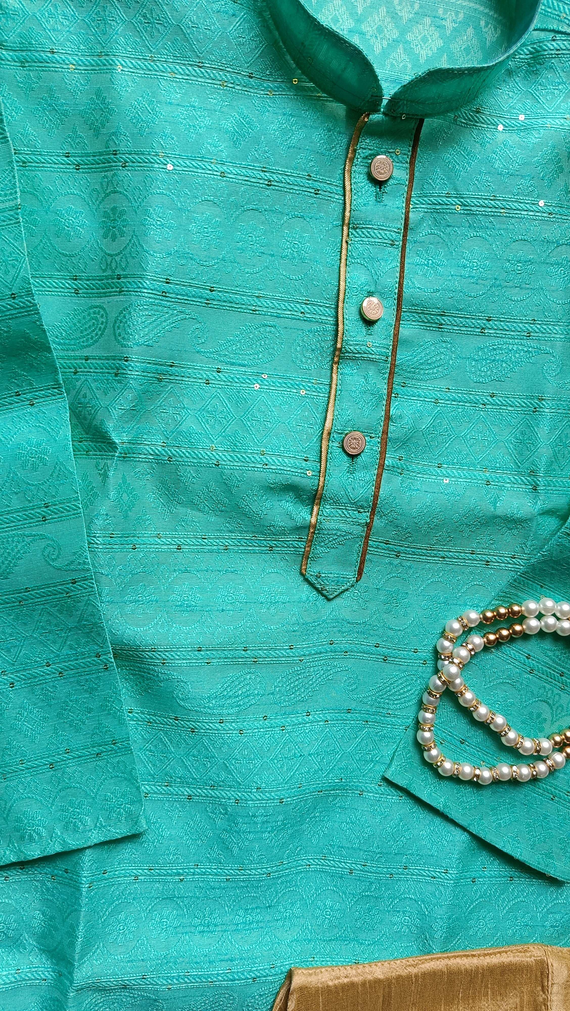 Boys Seafoam Kurta set - Chain Included