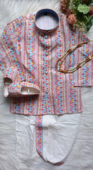 Boys Dusty Rose Dhoti  set - Chain and Shoes Included