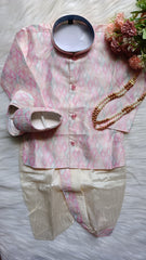 Boys Oyster Pink Dhoti set - Chain and Shoes Included