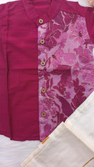 Red Ethnic Dhoti Set for Kids with Sequins Embroidery Panel
