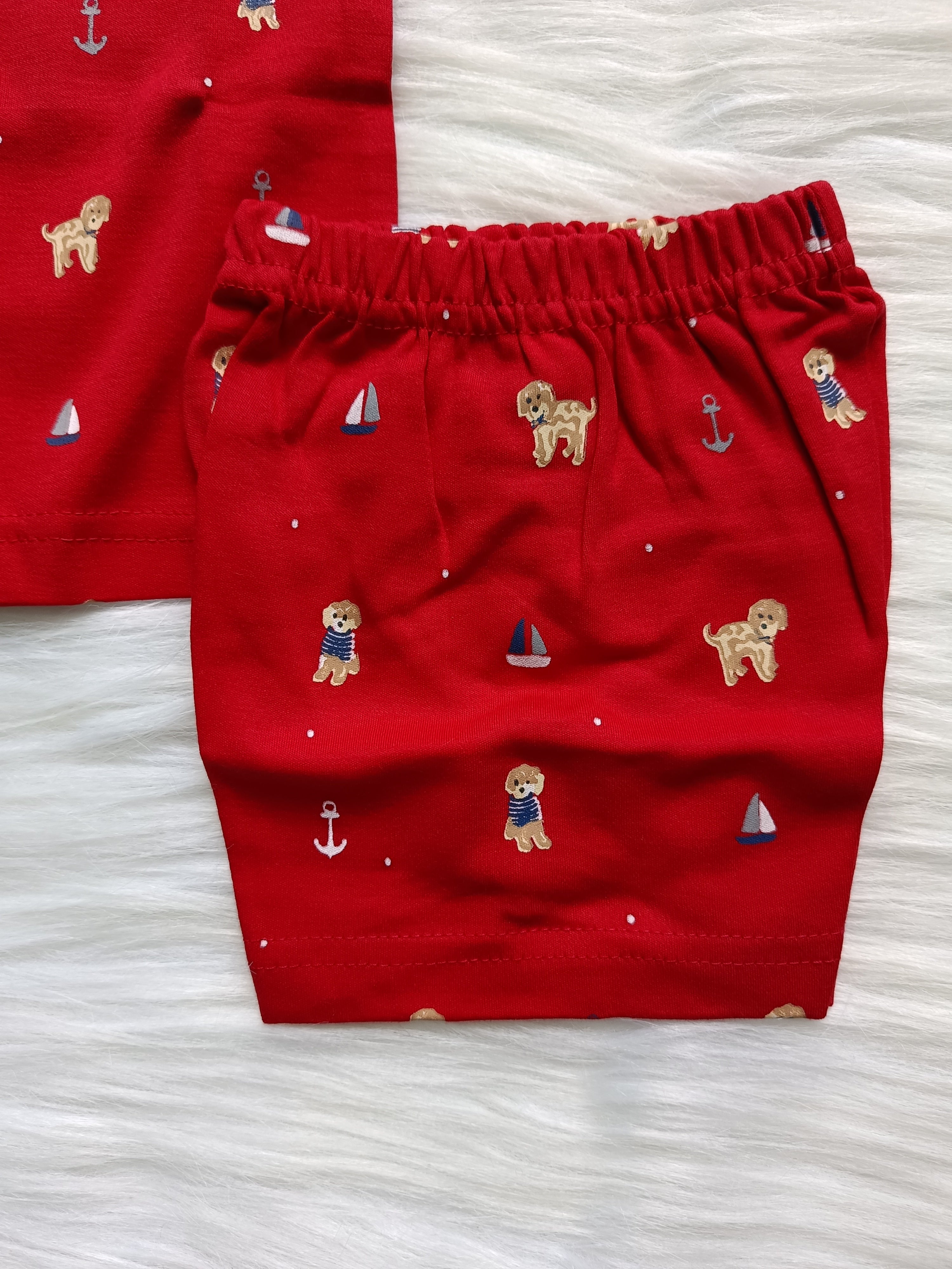 BOYS SHORT SLEEVE  SHIRT & SHORTS SET - Red