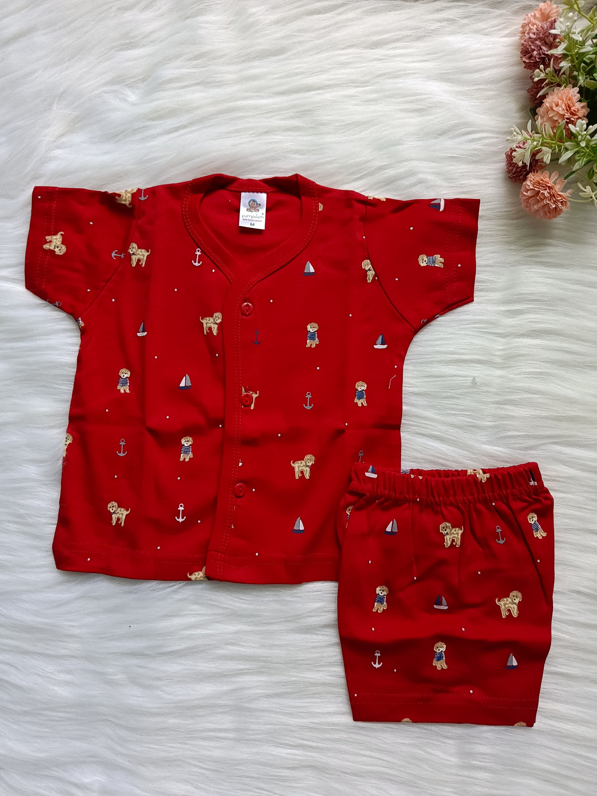 BOYS SHORT SLEEVE  SHIRT & SHORTS SET - Red